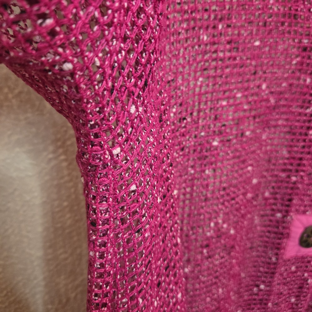 Blair Mesh Cover Up  Cardigan Top Asymmetrical Hot Pink Magenta Large‎ - Picture 5 of 12